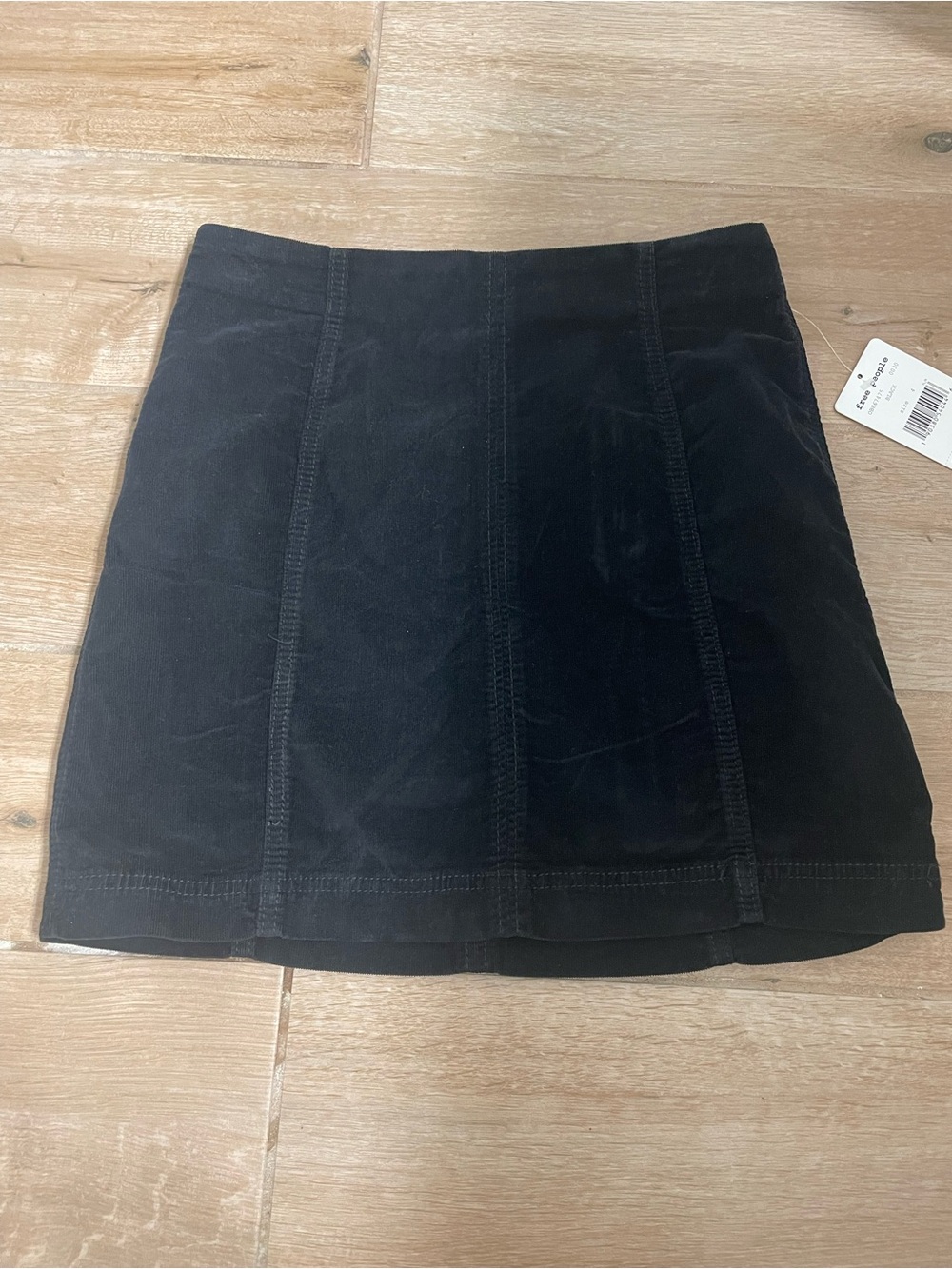 Free People Modern Femme Corduroy Mini Skirt Black Size 4 NWT